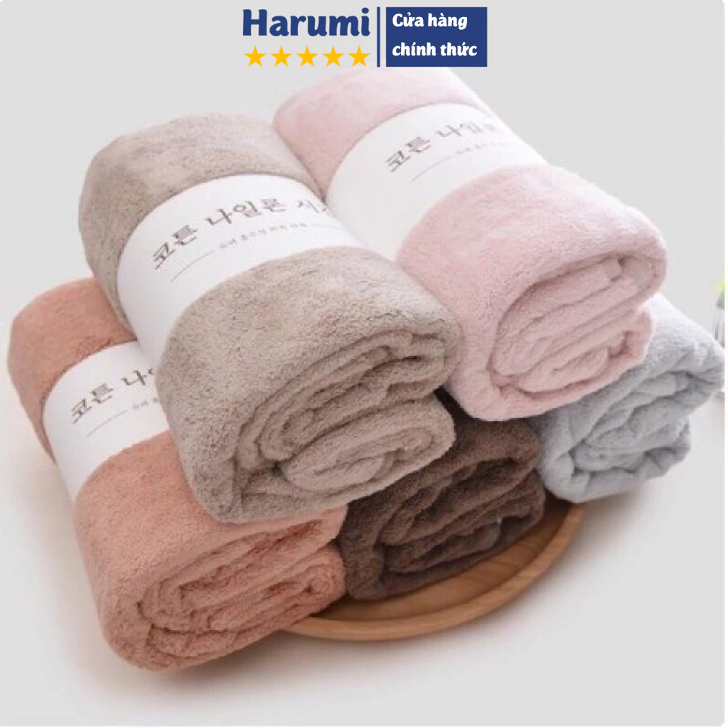 Khăn tắm lông Hàn Quốc màu trơn size lớn 70x140cm