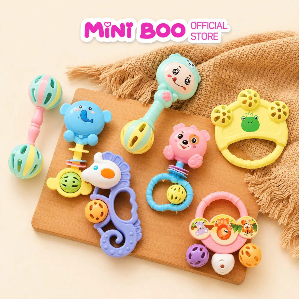 Xúc Xắc Đồ Chơi 7 Món Cho Bé Sơ Sinh Có Nhạc Vui Nhộn, Lục Lạc Kích Thích Giác Quan Cho Bé  Little Boo