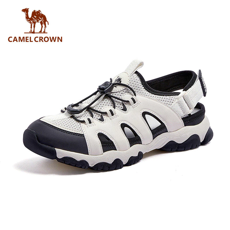 CAMEL CROWN THỂ THAO Nữ Nhẹ Thoáng Khí Rỗng Dép Thoải Mái Giày Đi Biển Ngoài Trời Slip-On