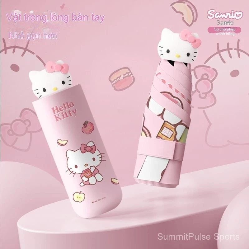 Ô Dù Tự Động Hello Kitty Chính Hãng, Tấm Che Nắng Kép, Thích Hợp Cho Trẻ Em