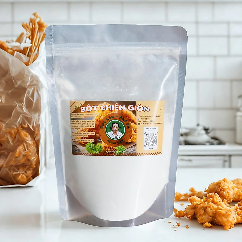 Bột chiên giòn tổng hợp Chú Lâm Phù Sa 500g dùng để chiên gà ,cá,khoai,ngô