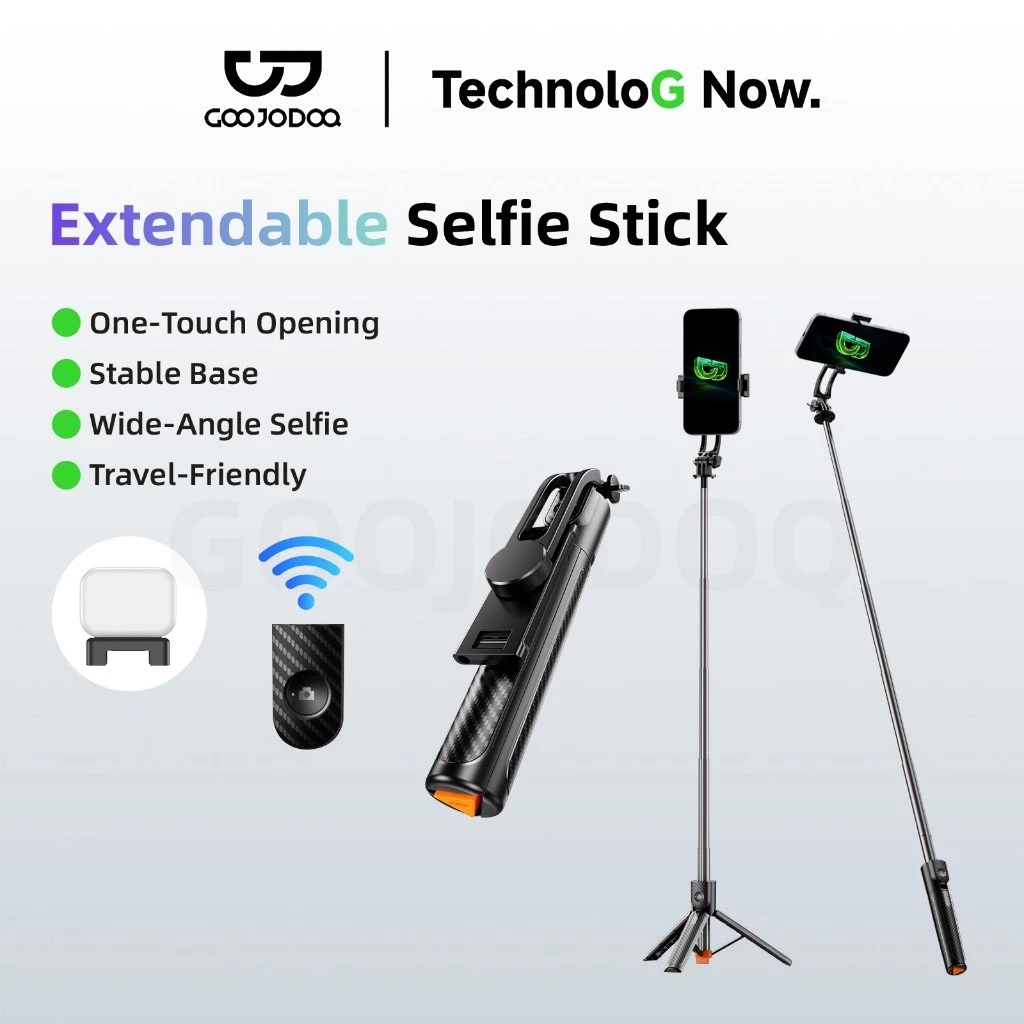 GOOJODOQ Chân máy và Gậy selfie 2 trong 1 1m / 1.7m, ống thép, điều khiển từ xa tích hợp, chiều dài có thể gập lại, đèn selfie.