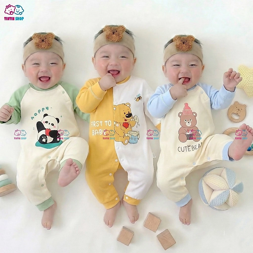 Áo liền quần Body dài tay bodysuit cho bé trai bé gái hàng Quảng Châu xuất Hàn SLT27
