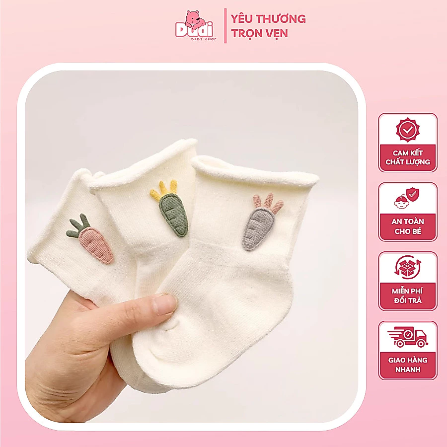 Tất Chân Trẻ Em Hàng Loại 1 Chất Liệu Cotton Polyester Mềm Mịn Dễ Thương Êm Ái Cho Bé Yêu 0-3 Tuổi - TC05
