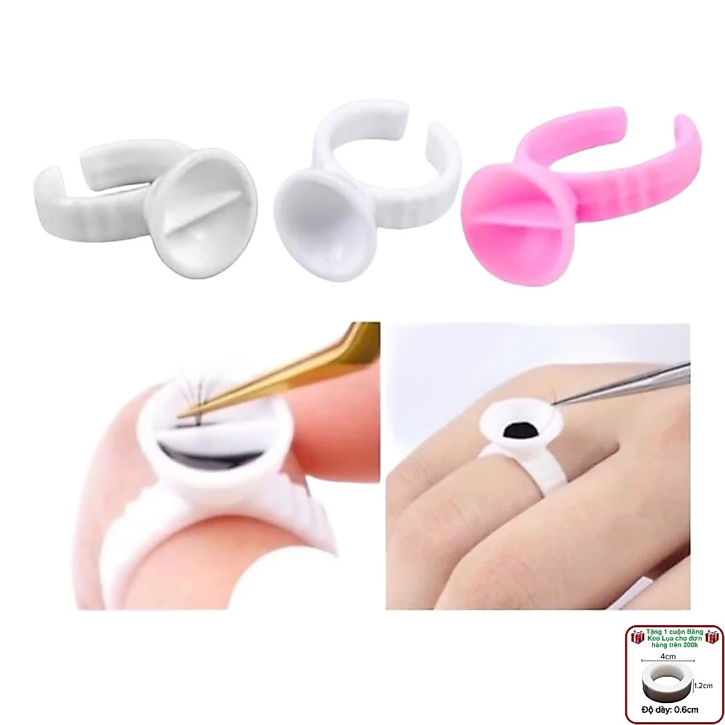 Nhẫn đựng keo nối mi có ngăn và không ngăn (dụng cụ nối mi)