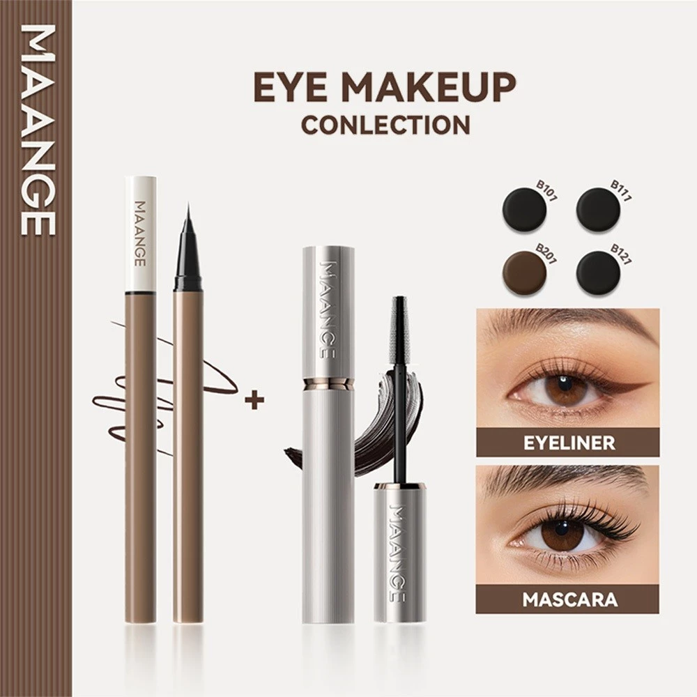 Bộ trang điểm mắt MAANGE Mascara kẻ mắt Ultra Tipis không thấm nước lâu trôi