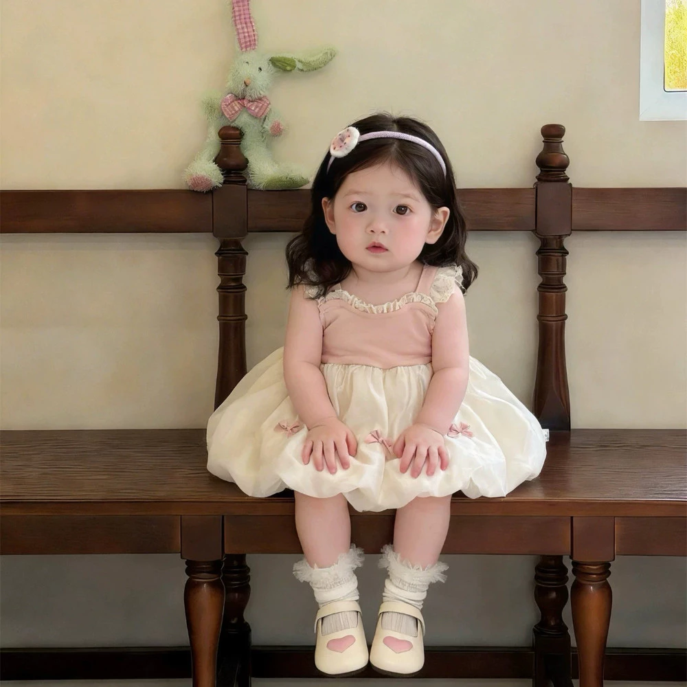 Mùa Hè Cho Bé Dễ Thương Nơ Màu Hồng Ren Không Tay Đầm Công Chúa 3-36 Tháng Quần Áo Cho Bé