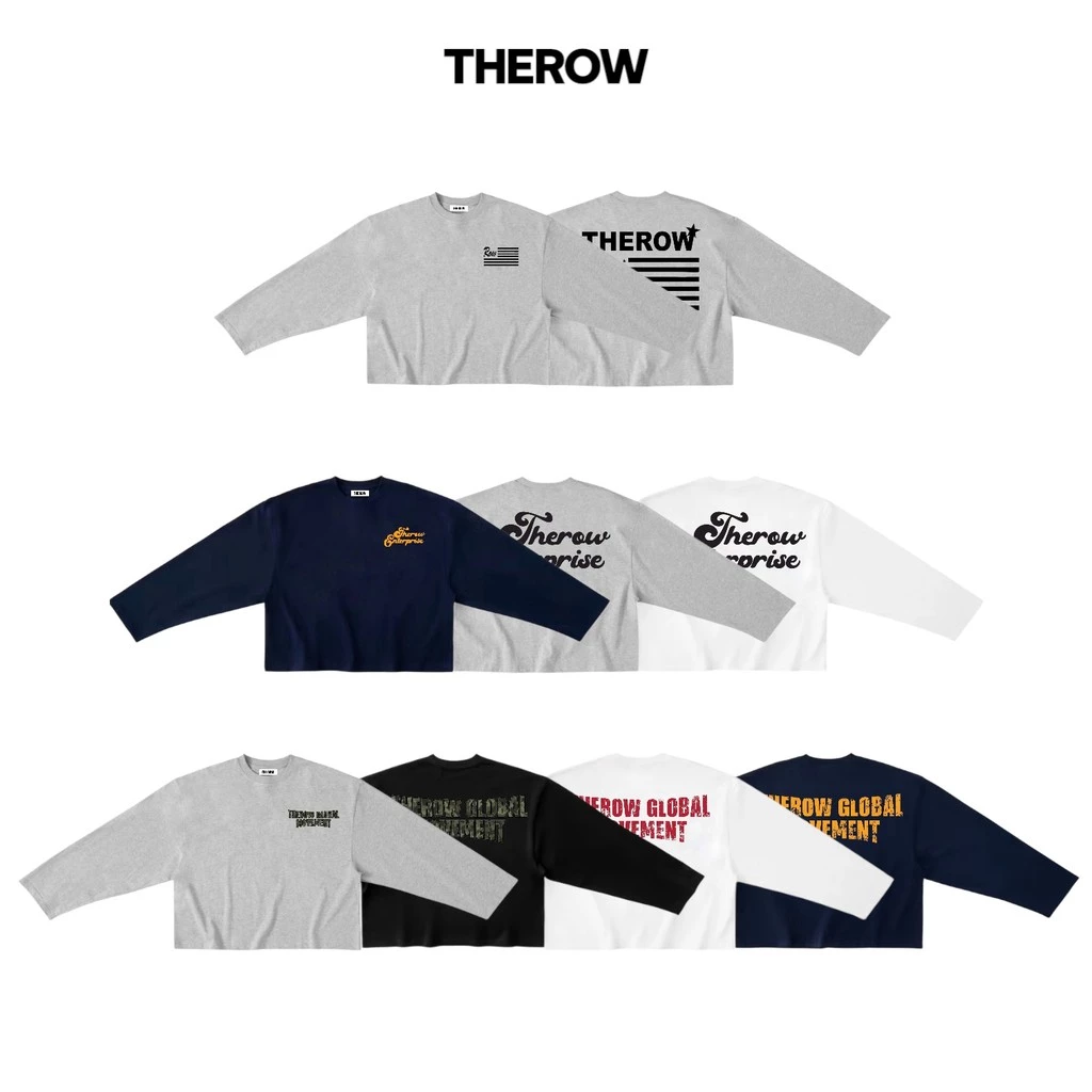 [Ver1] Áo Thun Tay Dài Long Sleeve Boxy THEROW 250gsm Form Rộng Cổ Tròn Unisex Nam Nữ Basic