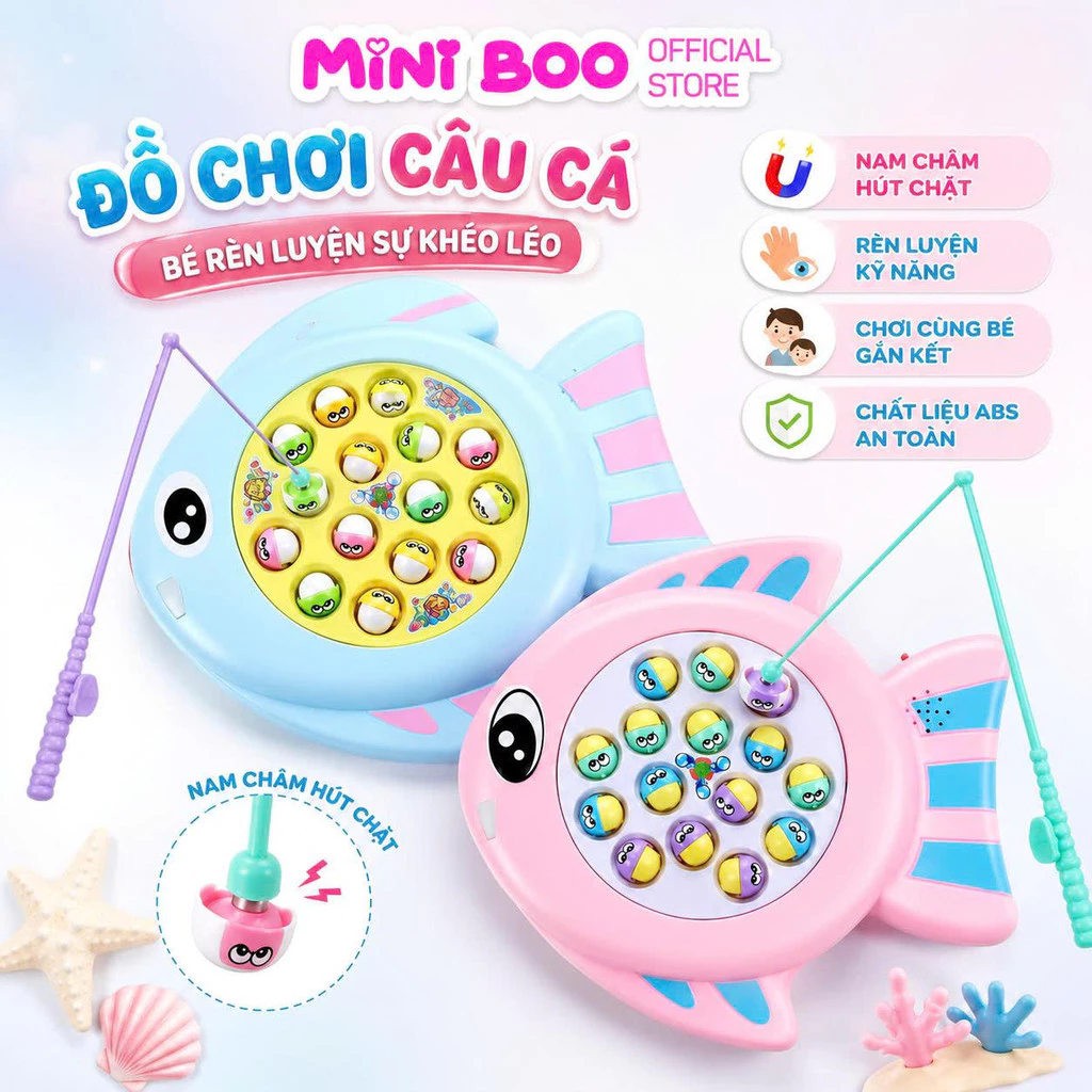 Đồ Chơi Câu Cá Phát Nhạc Cho Bé – Hình Cá Dễ Thương, Nam Châm Hút Chắc, Bé Chơi Mê Say MINI BOO