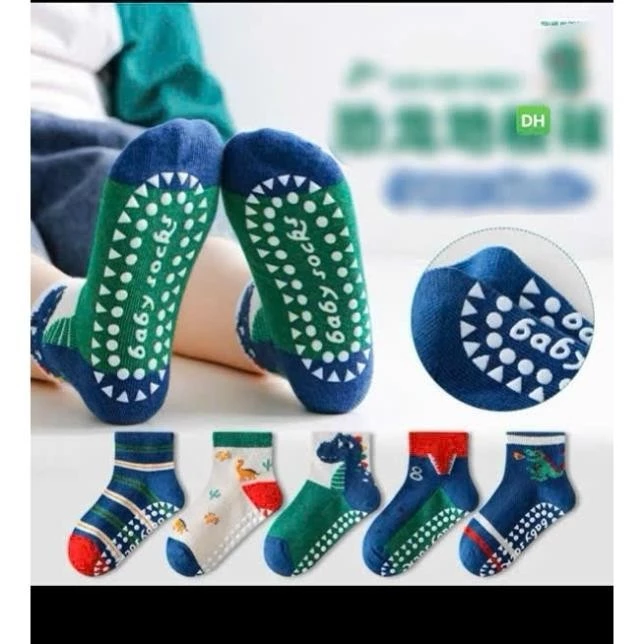 Set 10 Đôi Tất Chống Trơn Trượt hình khủng long cho bé 1-12 tuổi