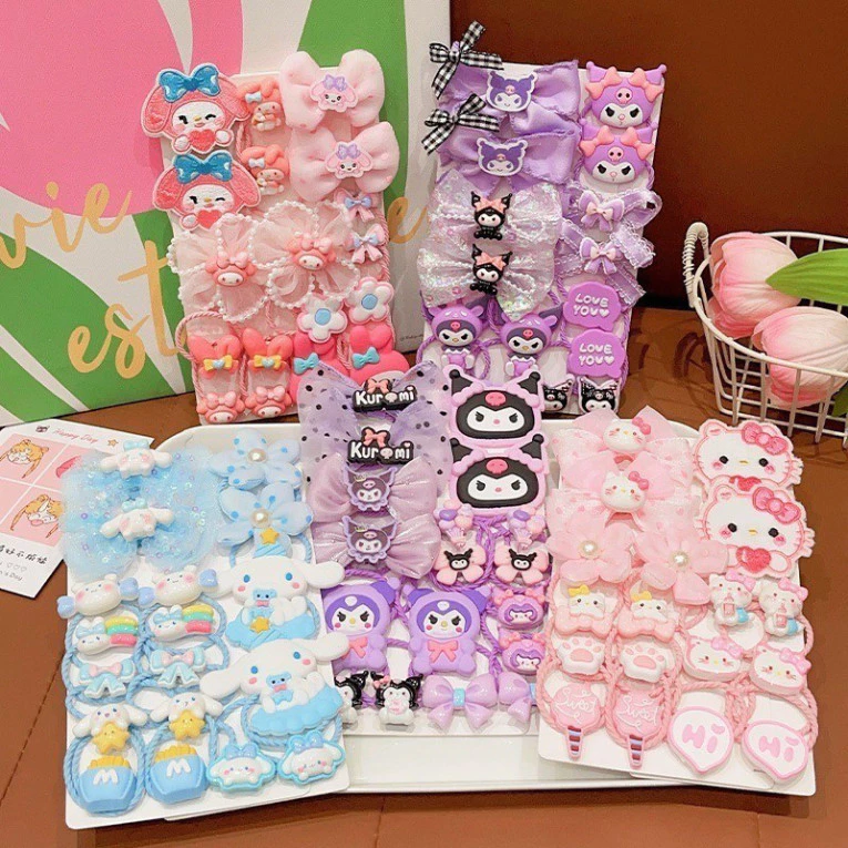 Set 18 Dây Cột Tóc Kuromi Hoạt Hình Siêu Kute, Dây Buộc Tóc Cao Su Co Giãn Dễ Thương Cho Bé Gái Mẫu Mới