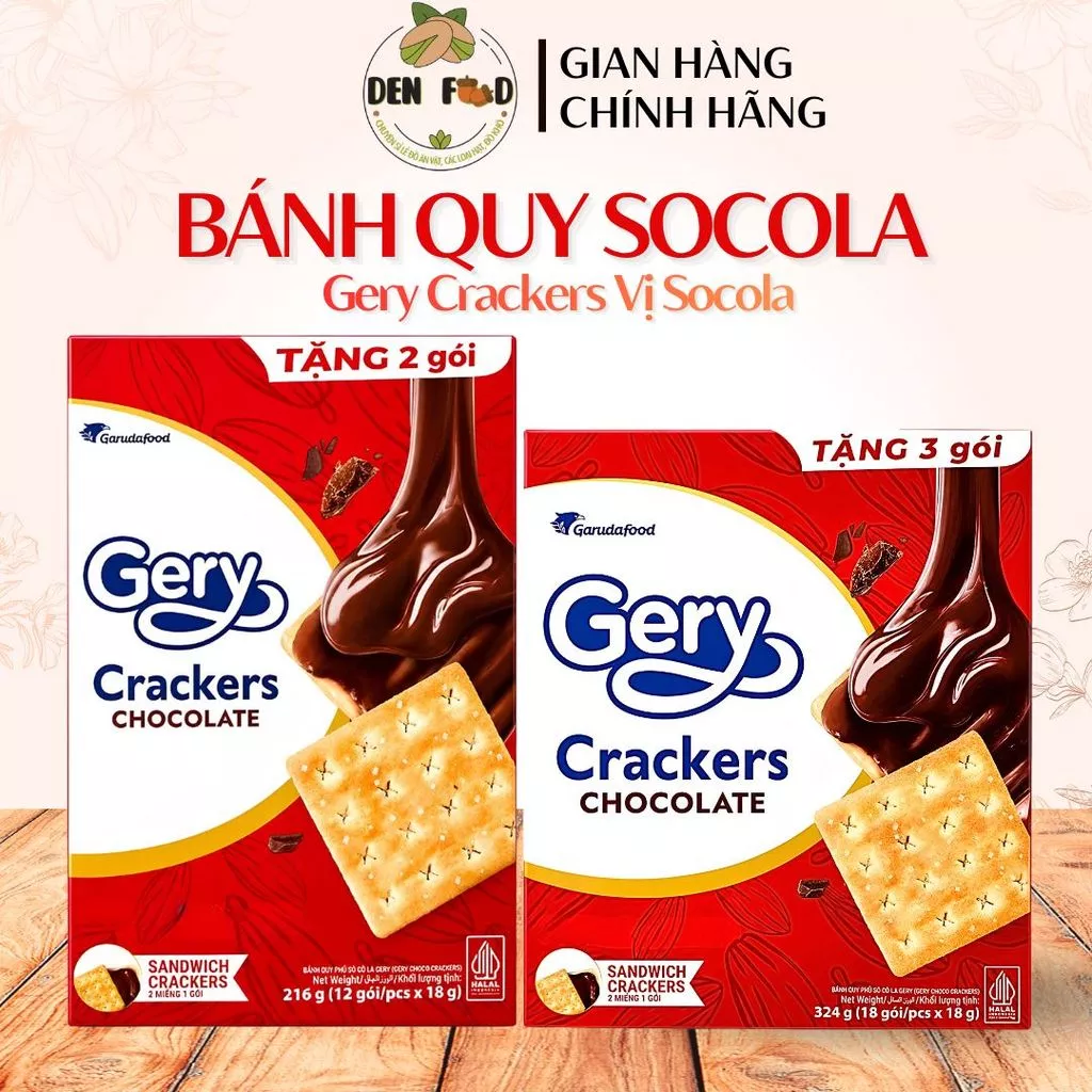 Bánh Gery Crackers Vị Socola, Giòn Xốp Thơm Ngon, Ăn Vặt Hấp Dẫn - Ăn Vặt Denfood
