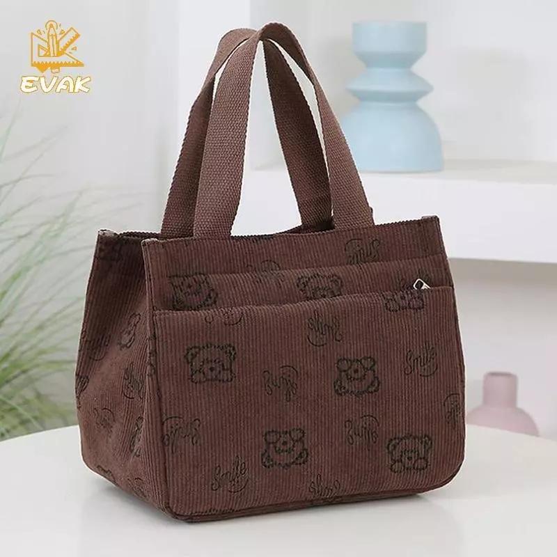 Alittlesetrtu Hoạt Hình Dễ Thương In Hình Vải Lanh Túi Xách Đa Năng Nhân Viên Văn Phòng Bữa Trưa Bento Túi Tote VN
