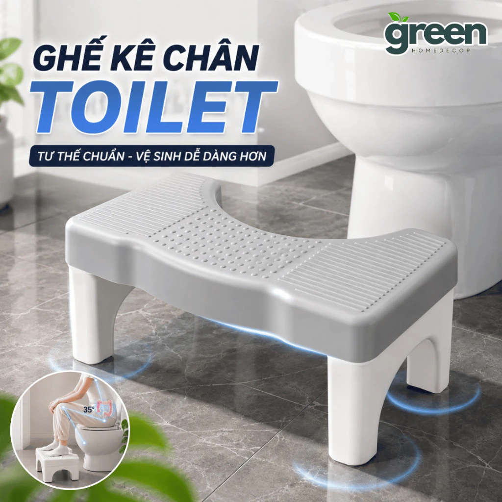 Ghế Kê Chân Bồn Cầu Công Thái Học, Ghế Kê Toilet Chống Trượt, Thiết Kế Cong Ôm Bồn Cầu, Tiết Kiệm Diện Tích