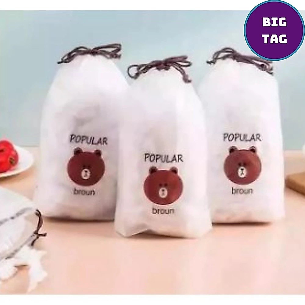 1 gói 100 túi chun gấu bọc thức ăn, bảo quản thực phẩm hợp vệ sinh