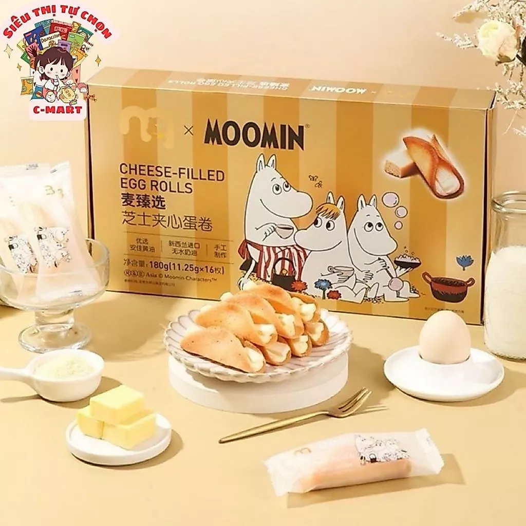 [C-MART] Bánh Quy Mặn Cuộn Phô Mai Cao Cấp MOOMIN Hộp 16 Cái