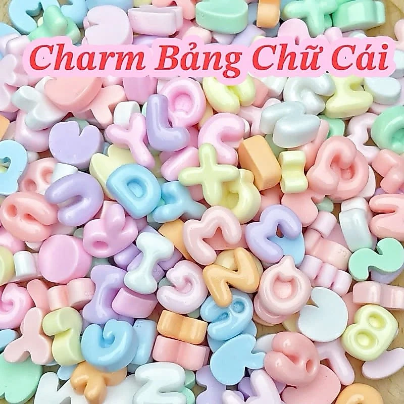 <Có sẵn keo>Charm Bảng Chữ Cái Nhiều Màu Dễ Thương Dán Mũ Bảo Hiểm, Xe Máy, Ô Tô, Xe Điện Ốp lưng, Làm DIY
