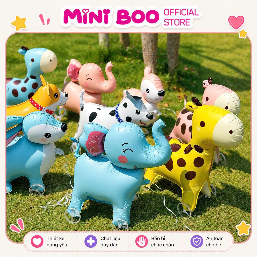 Bóng Thú Có Bánh Xe Cho Bé – Đồ Chơi Sinh Nhật Cho Bé Trai & Bé Gái MIni Boo