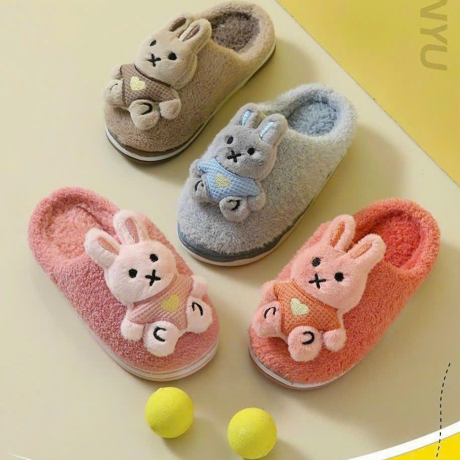 Dép Lông Họa Tiết Thỏ Xinh dễ thương cho bé Trai Bé Gái Từ 4-10 Tuổi