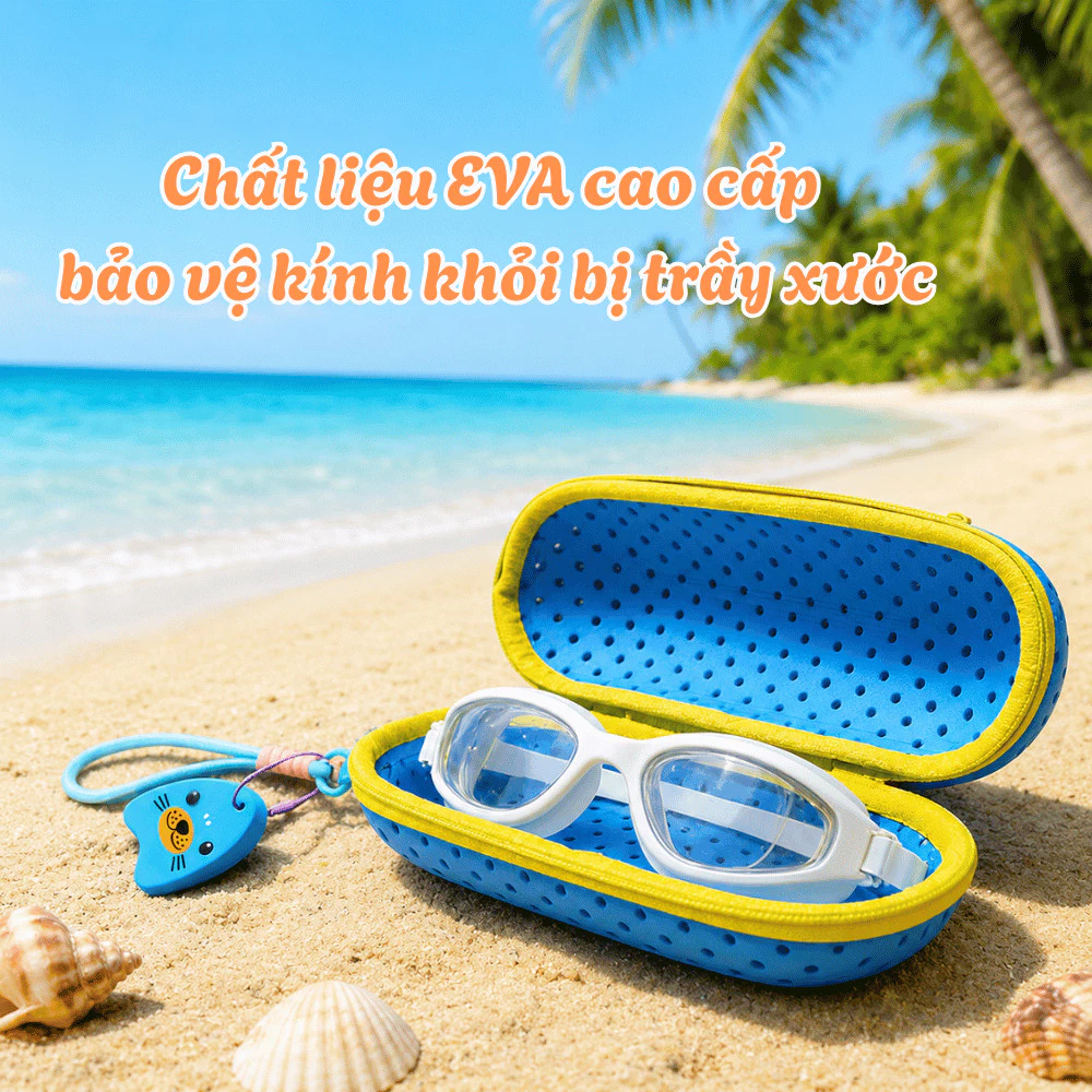 Hộp Đựng Kính Bơi Silicon Thoáng Khí Chống Trầy Xước, Thiết Kế Lỗ Thoáng Khí 2 Mặt Giúp Kính Nhanh Khô Không Ẩm Mốc
