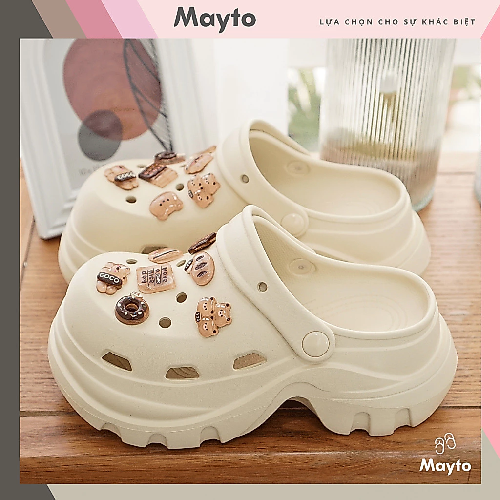 Dép nữ, dép sục Mayto đế cao 6cm Lucky V2 kèm sticker Choco dễ thương có quai hậu CS-265
