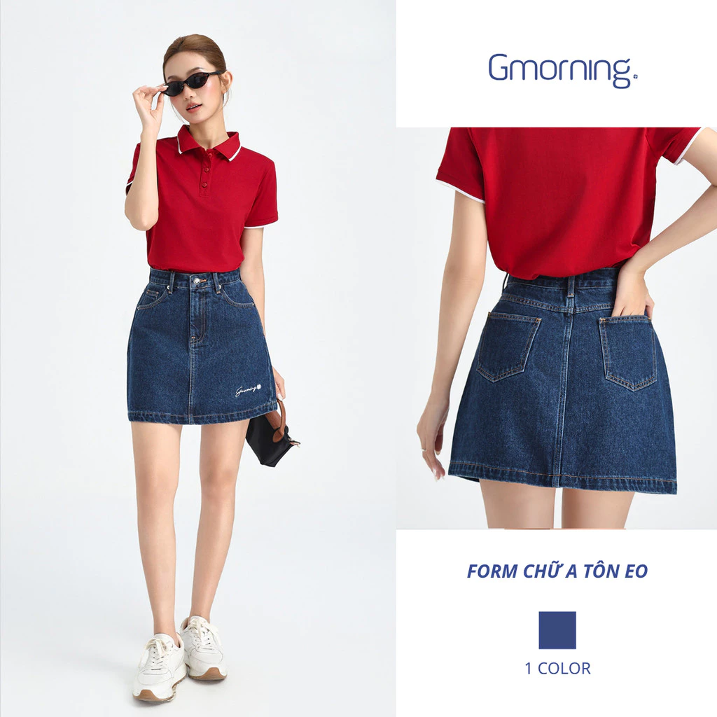 Chân Váy Jeans mini skirt Chữ A Ngắn Năng Động GMORNING - YVJF12089