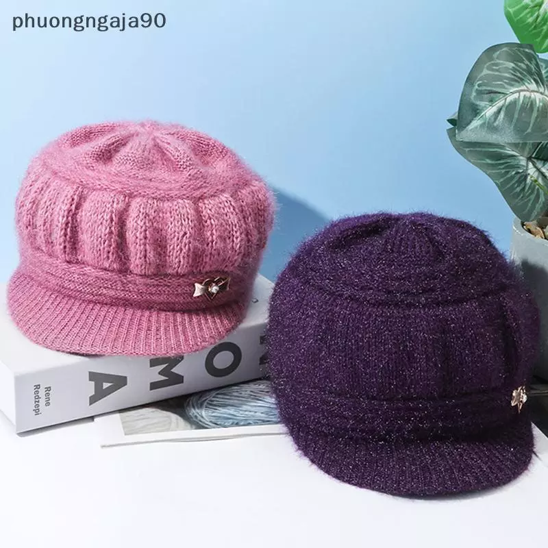 Sang trọng dệt kim len của phụ nữ thời trang mũ với bảo vệ tai cho mùa thu và mùa đông ấm áp