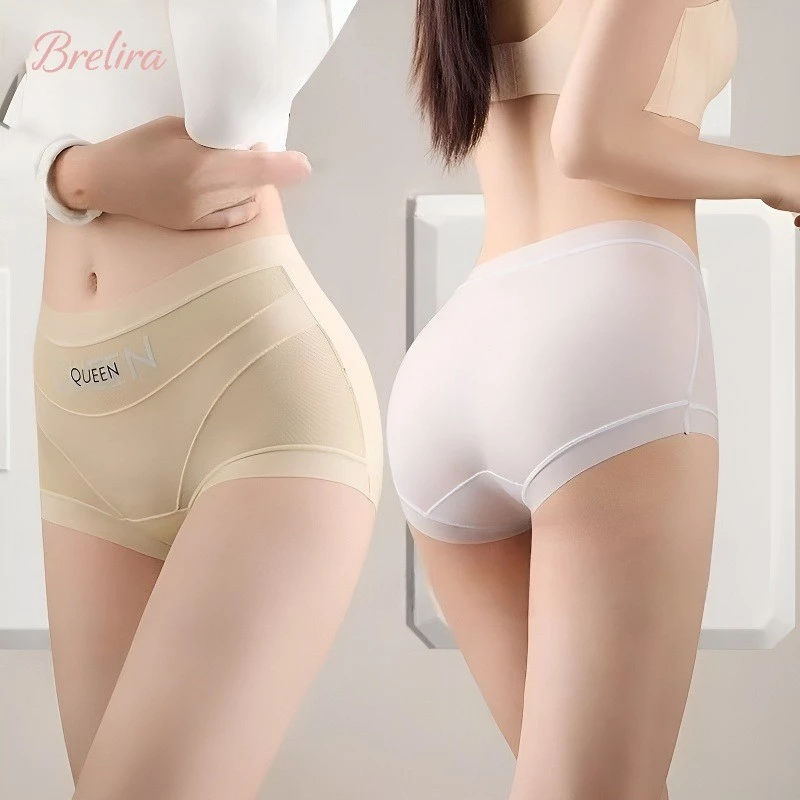 『Brelira』Quần lót cạp cao kiểm soát bụng bằng lụa băng liền mạch thoáng khí làm mát nhẹ nhàng thoải mái định hình vô hình