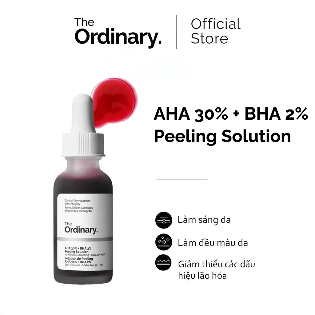 The Ordinary AHA 30% BHA 2% Peeling Solution - 30ML Serum tẩy tế bào chết, cải thiện mụn