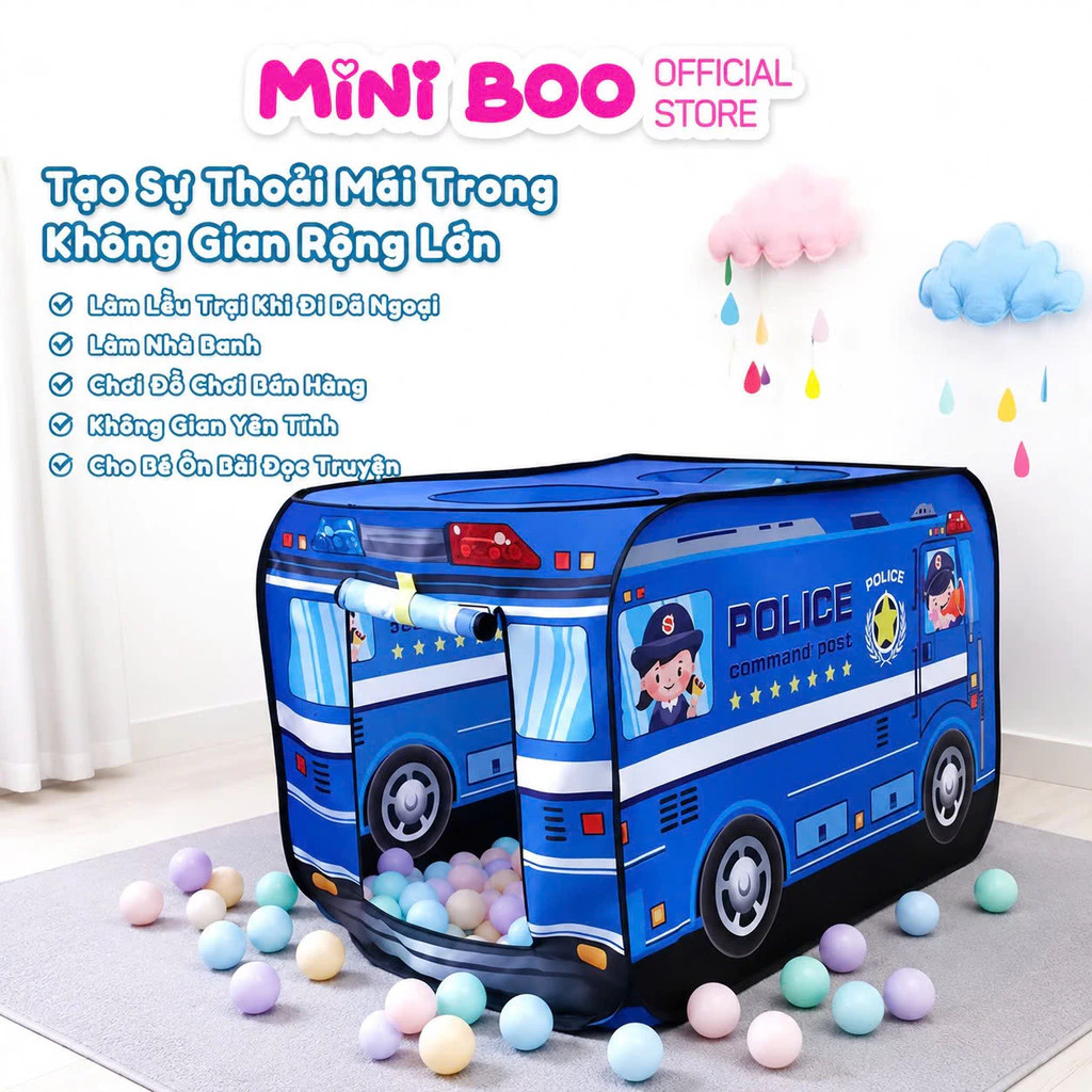 Lều Đồ Chơi Cỡ Lớn Cho Bé Little Boo Không Cần Lắp Ráp, Dễ Gấp Gọn Mang Đi Cắm Trại Dã Ngoại