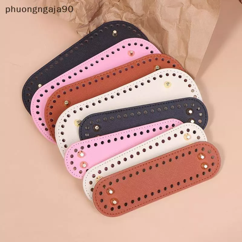 1PC dài dưới cho túi dệt kim PU da túi cơ sở handmade dưới với lỗ DIY Crochet Túi phụ kiện phía dưới