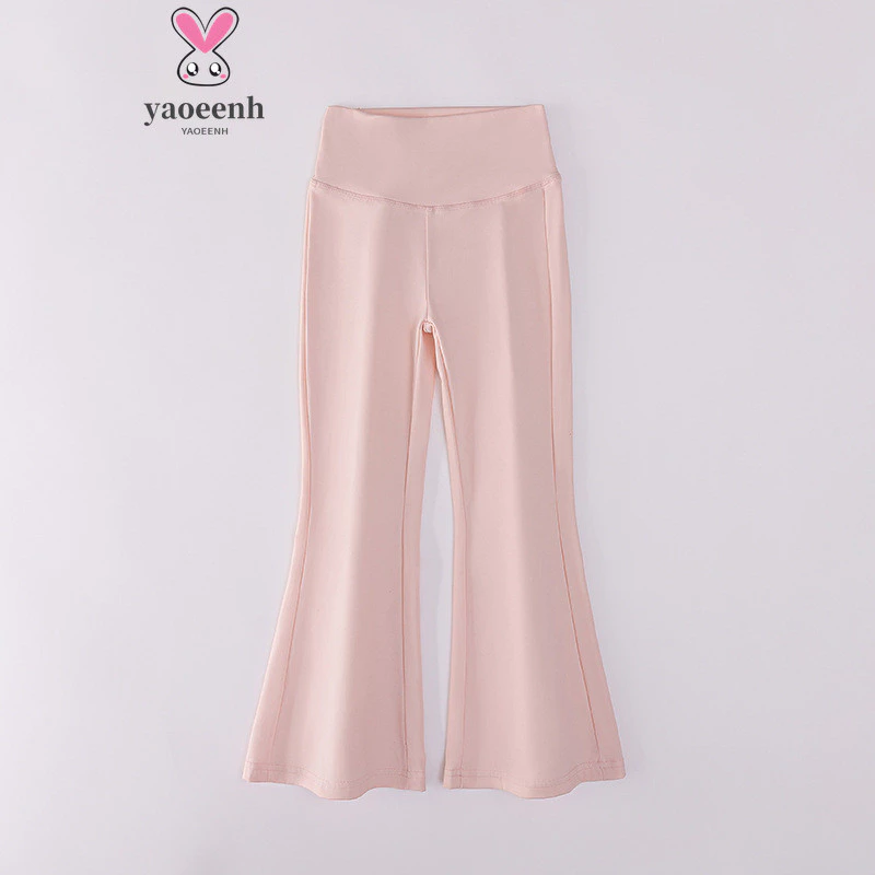 【YAOEENH】110-170 Xuân Thu Bé Gái Phong Cách Hàn Quốc Cao Cấp Quần Cá Mập Giữa Lớn Trẻ Em Màu Trơn Phù Hợp Với Hông Nâng Quần loe Đọc