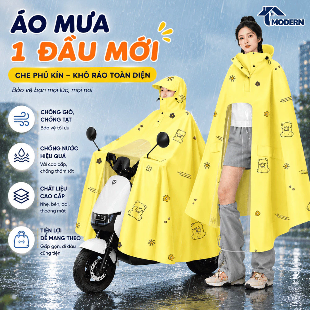 Áo Mưa Trùm Xe Máy TORO Chống Thấm Nước, Che Kín Toàn Diện, Chất Liệu Polyester Phủ PVC Bền Đẹp, Gấp Gọn Mang Theo