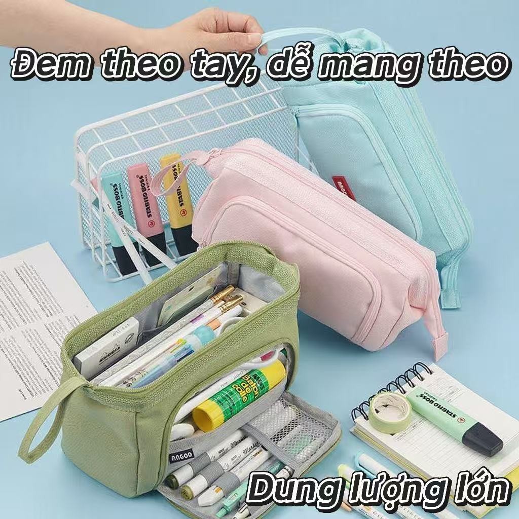 Hộp đựng bút học sinh dung tích lớn,Túi đựng bút nhiều ngăn bằng vải canvasHộp đựng văn phòng phẩm