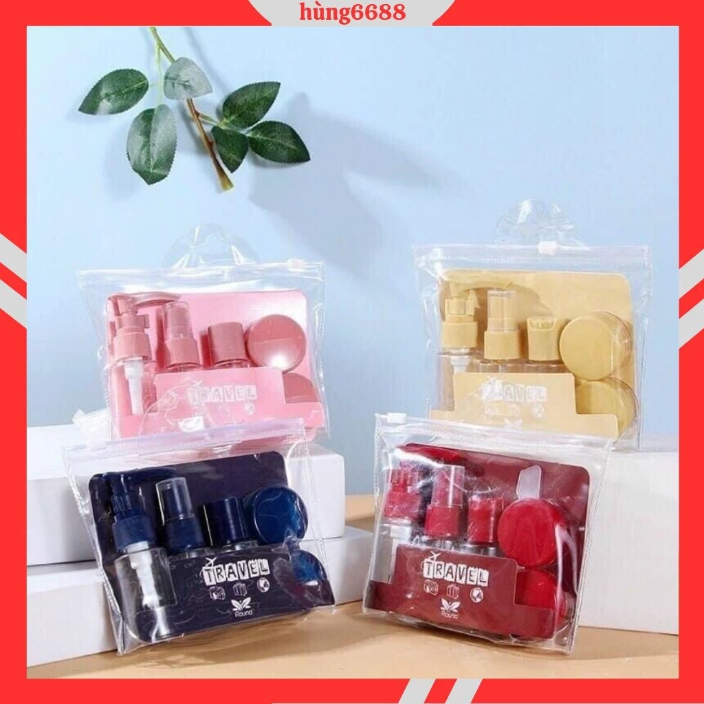 Bộ Chiết Mỹ Phẩm Du Lịch Cao Cấp Gồm 5 Món Dụng Cụ Chiết Mini Tiện Lợi  - Túi Zip Có Khoá Kéo M74