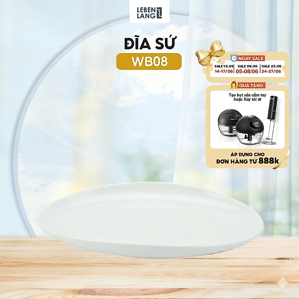 ĐĨA SỨ CAO CẤP LEBENLANG WB08, 12.5x20.5CM | SỨ DÀY, CHỊU NHIỆT, AN TOÀN THỰC PHẨM