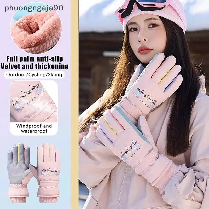 Ấm không thấm nước Windproof màn hình cảm ứng găng tay trượt tuyết, găng tay đi xe đạp dày