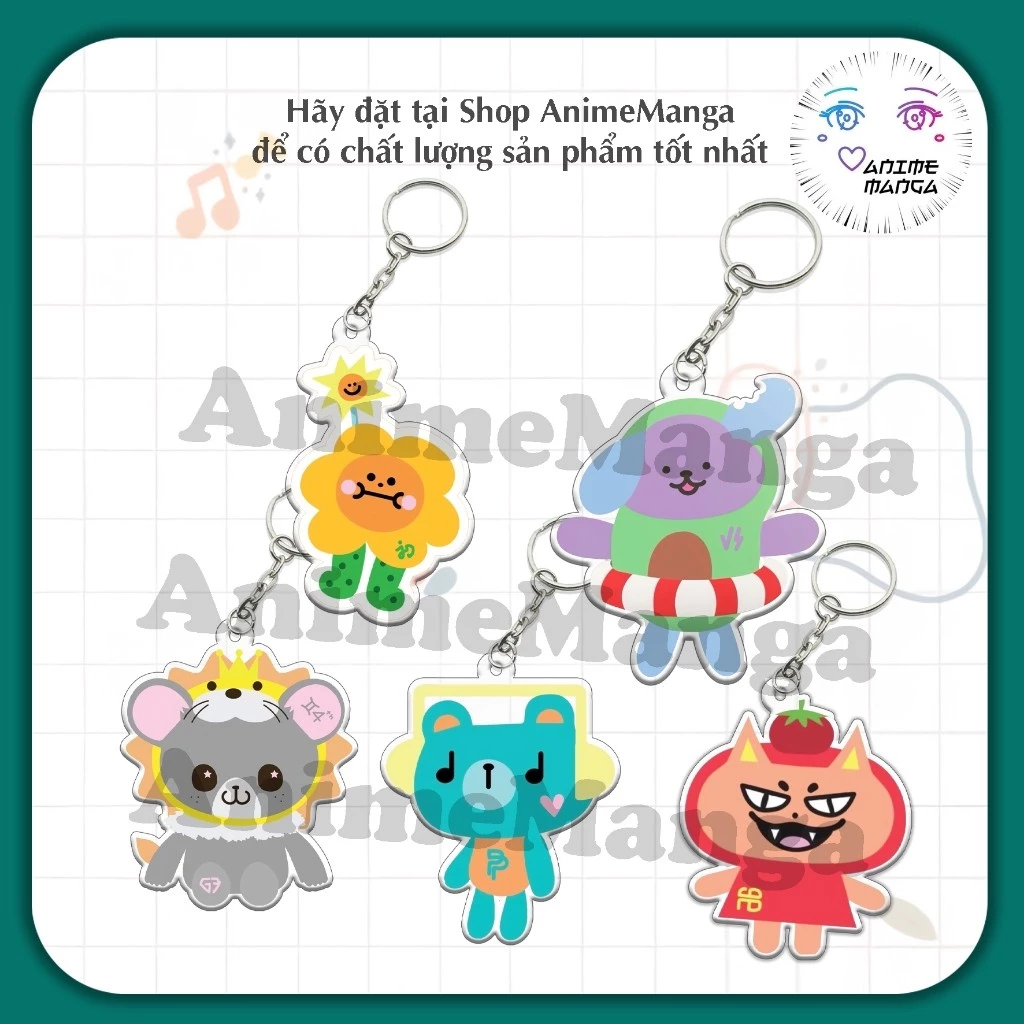 Móc khóa chibi linh vật móc khoá quà lưu niệm, phụ kiện túi xách balo móc khoá bằng arcrylic trong suốt
