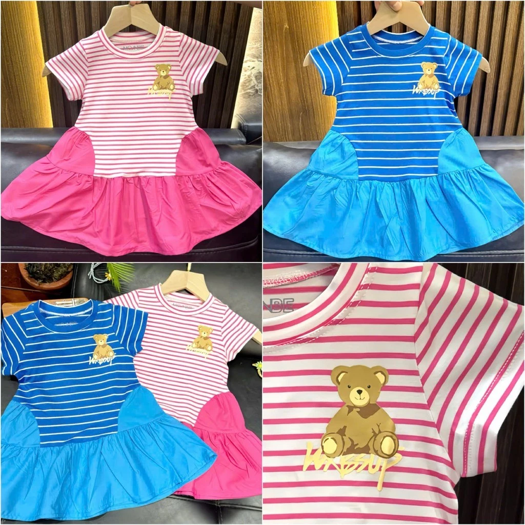 Váy Bé Gái Size Đại 35kg - Chất Cotton Mềm Mát Khô Thoáng - Thời Trang Trẻ Em MOONBE Váy Kẻ Baby