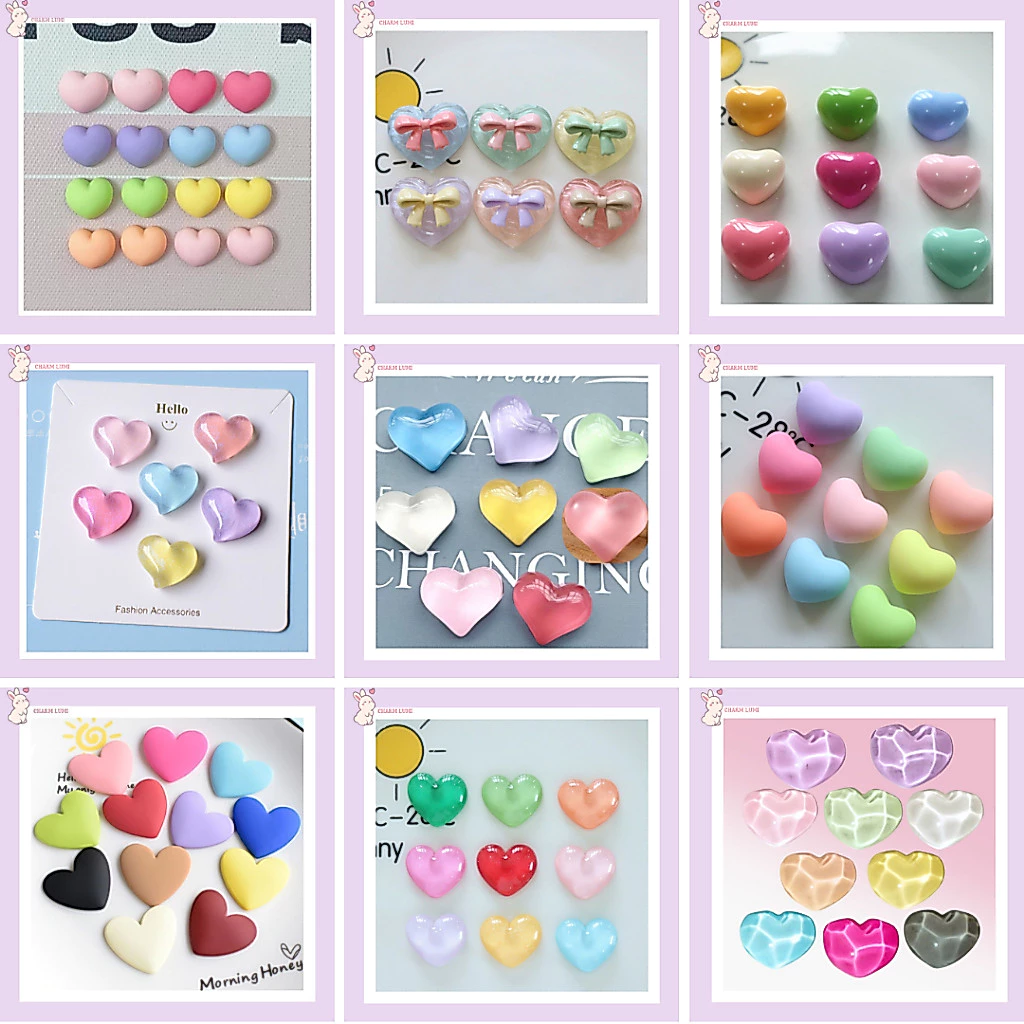 Charm resin hình tim trong suốt ngọt ngào(1.9*1.7cm) – phụ kiện thủ công handmade-Charm Lumi