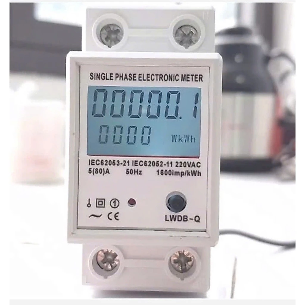 Đồng hồ đo điện 80A 220V có nút RESET độ chính xác cao màn hình hiển thị LCD PUI Kwh công tơ điện tử 1 pha
