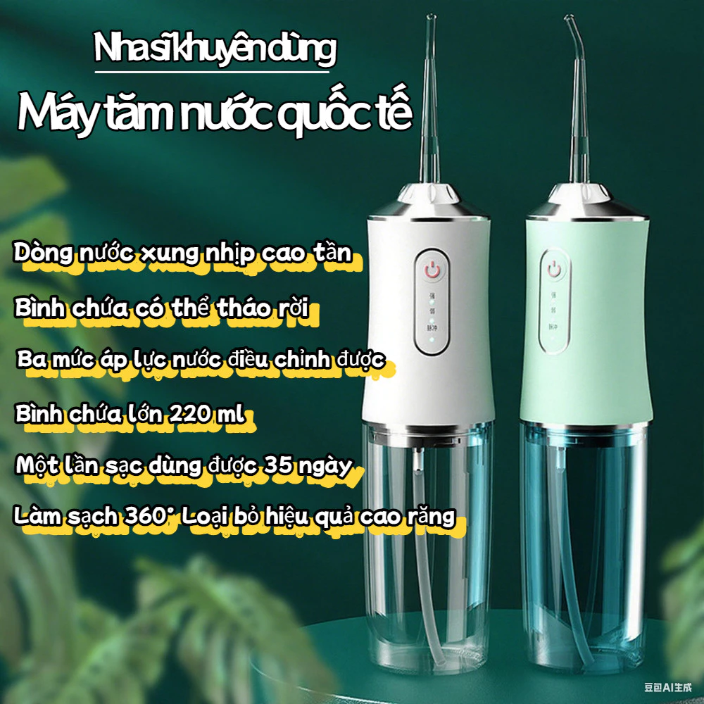 Máy tăm nước xung quốc tế, nha sĩ khuyên dùng – ngăn cao răng, bảo vệ răng khỏe, dễ mang theo