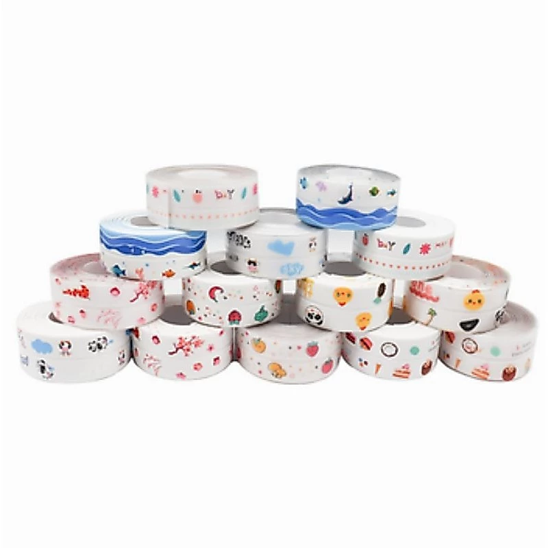 ( cuộn có hoa văn )cuộn keo dán mép đa năng 3m, Cuộn Băng Keo Dán Viền Bồn Rửa Nhà Bếp Chống Thấm, Băng Dính Dán Mép