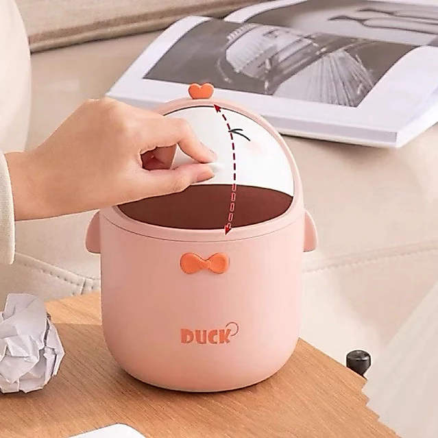 Thùng Rác Mini Bằng Nhựa Để Bàn, Để Văn Phòng, Sọt Đựng Rác Cute Để Phòng Có Nắp Lật Tiện lợi