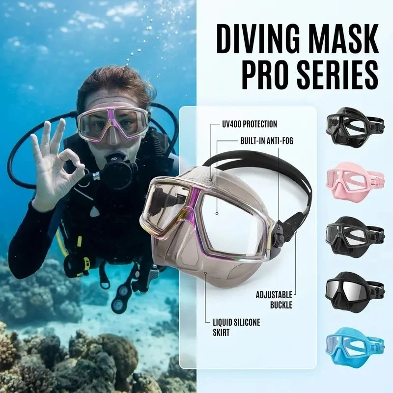 Mặt nạ lặn tự do BSPS Khối lượng thấp Chống Kabut Silicone cấp thực phẩm Gogal Menyelam Professional 180 Mặt nạ lặn chống tia cực tím có sẵn