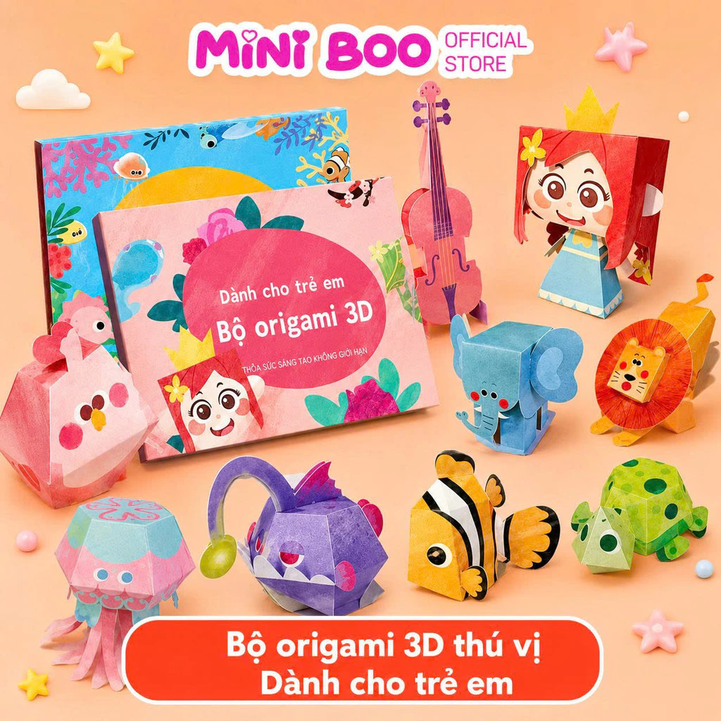 Đồ Chơi Gấp Giấy 3D Origami – Bộ Xếp Giấy Nghệ Thuật Phát Triển Sáng Tạo Cho Bé