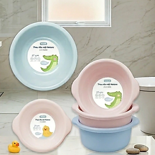 Thau rửa mặt - cho trê em  cao cấp Notoro inochi 21/27/32 cm, Nhựa nguyên sinh kháng khuẩn Ag+