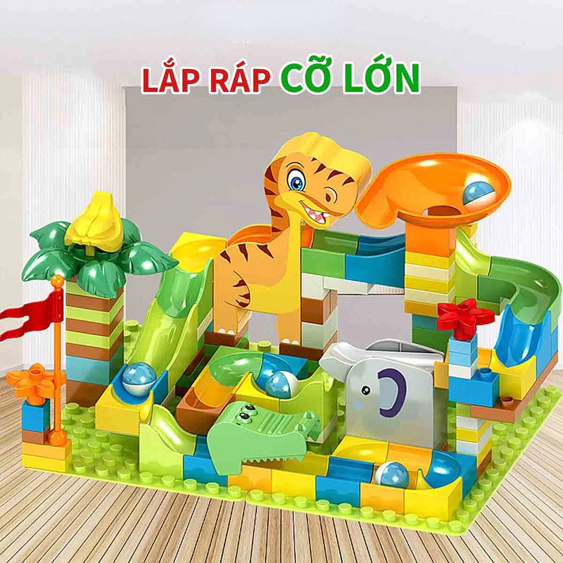Đồ Chơi Xếp Hình Cầu Trượt Thả Bi 120 Chi Tiết Cỡ Lớn Cao Cấp Nukante, An Toàn, Dễ Dàng Cho Bé Lắp Ráp