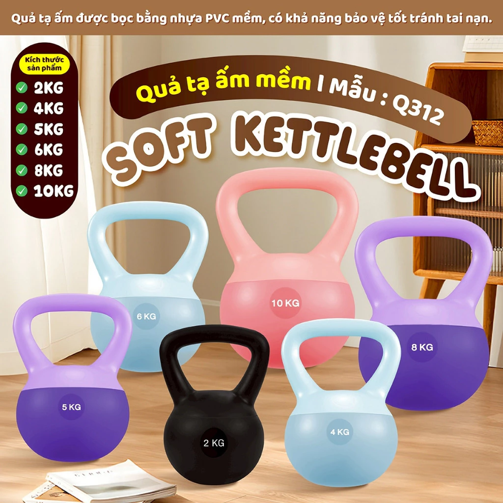 [MALL] (ALL SIZE ) Q312 Tạ chuông mềm tập  cánh tay, squat, hõ trợ tập tại nhà TỪ 2 ĐẾN 10kg