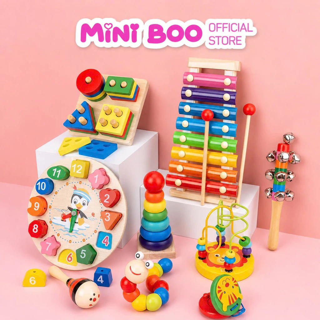 Đồ Chơi Giáo Dục Sớm Little Boo Combo 11 Món Đồ Chơi Gỗ Montessori Thông Minh Phát Triển Trí Tuệ Cho Bé